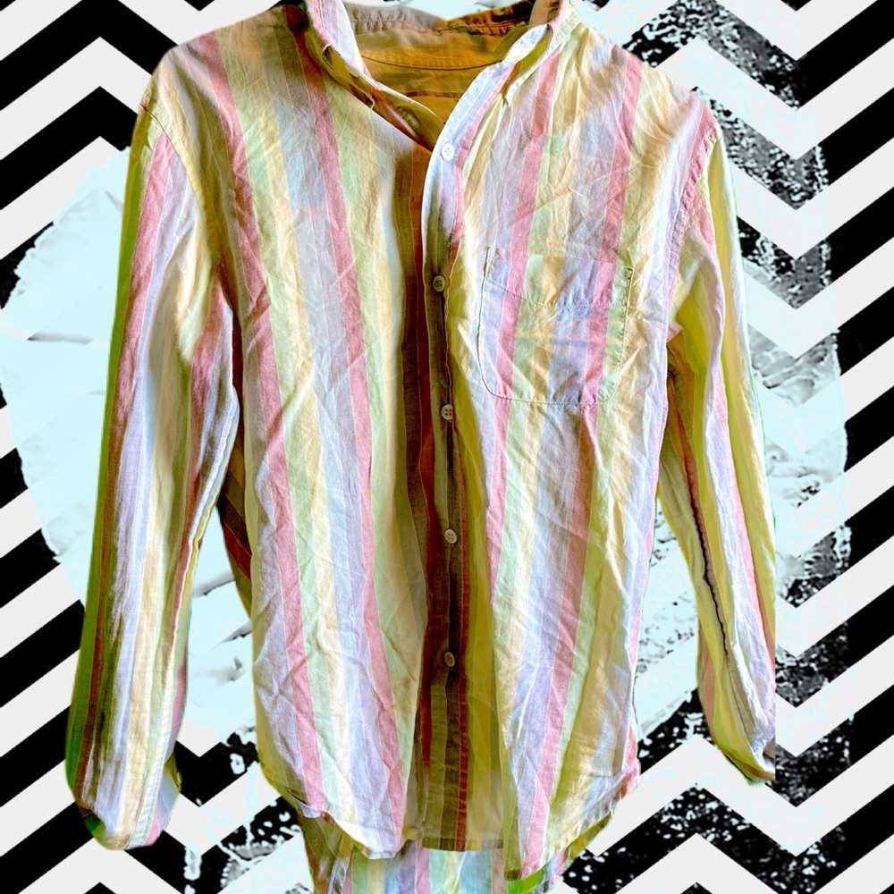 Band of Outsiders Pastel Striped Button Up, S